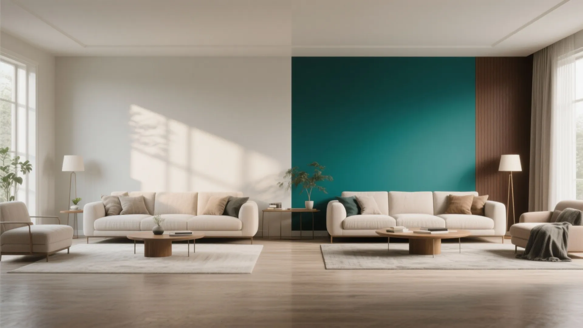 5. One-Wall Deep Accent — Warm Teal or Navy