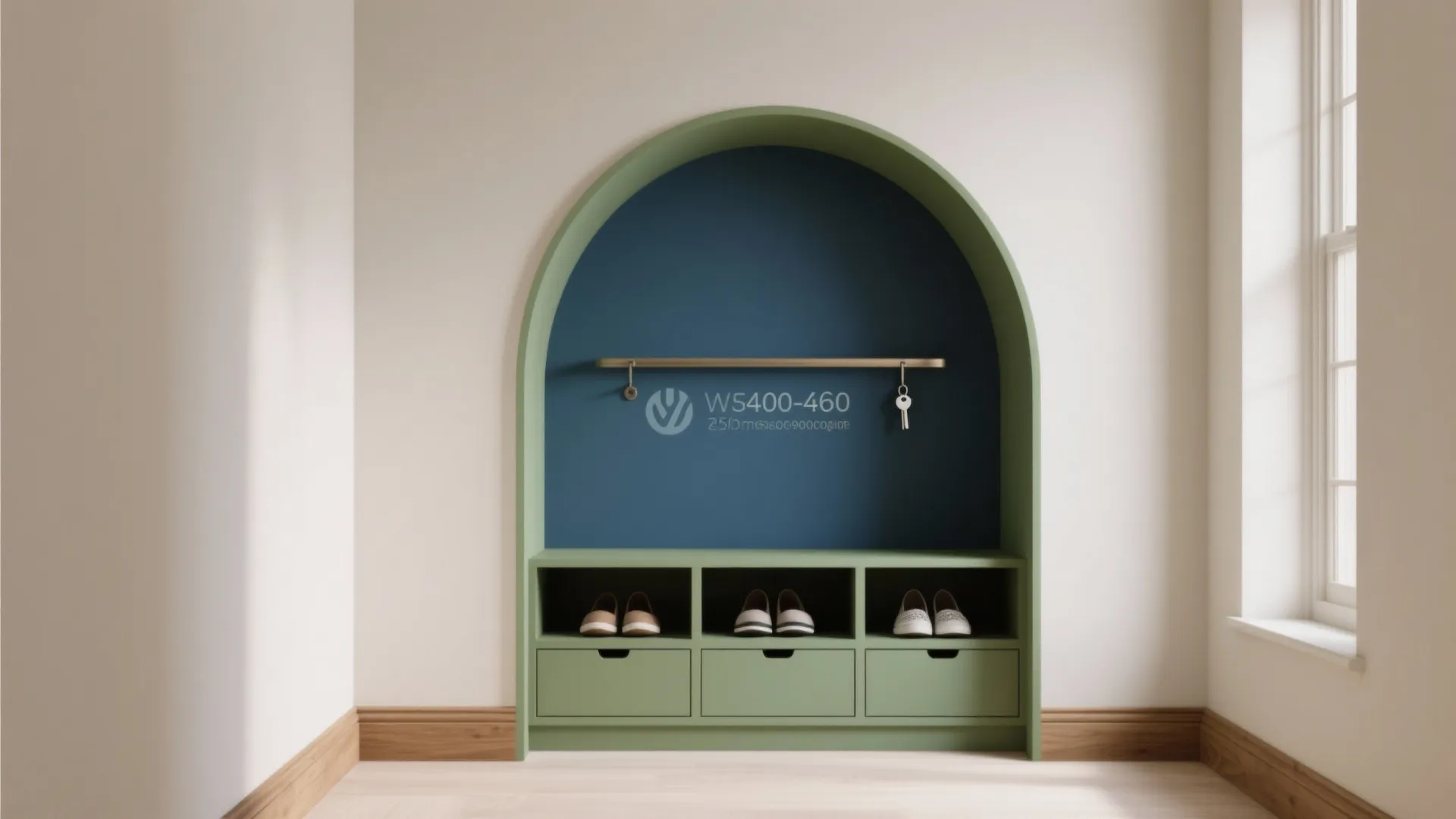 Painted Deep-Set Arch Niche for Storage