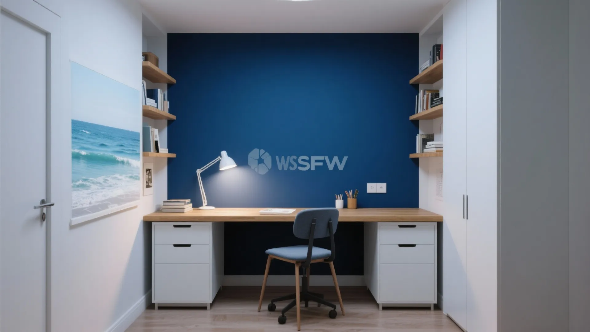 2. Deep Blue Accent Wall