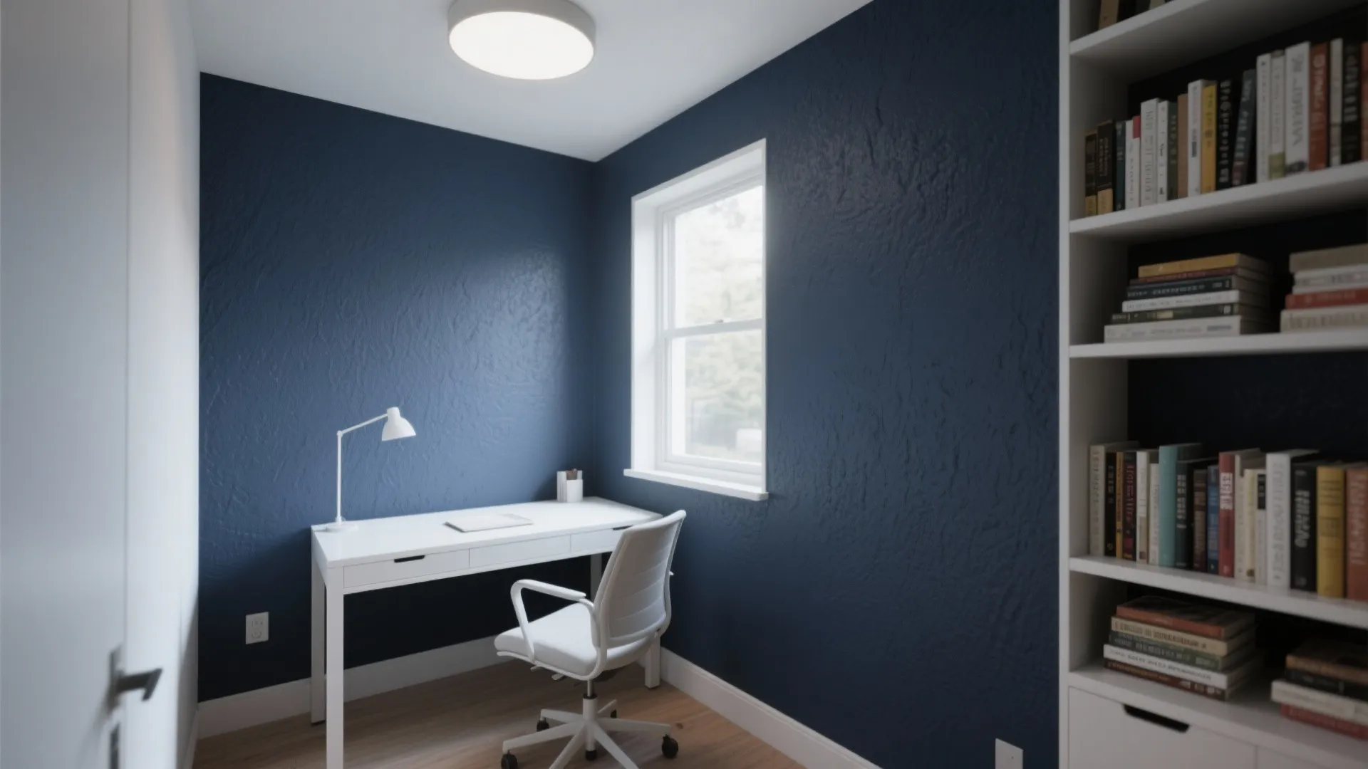 2. Deep Blue Accent Wall for Focus