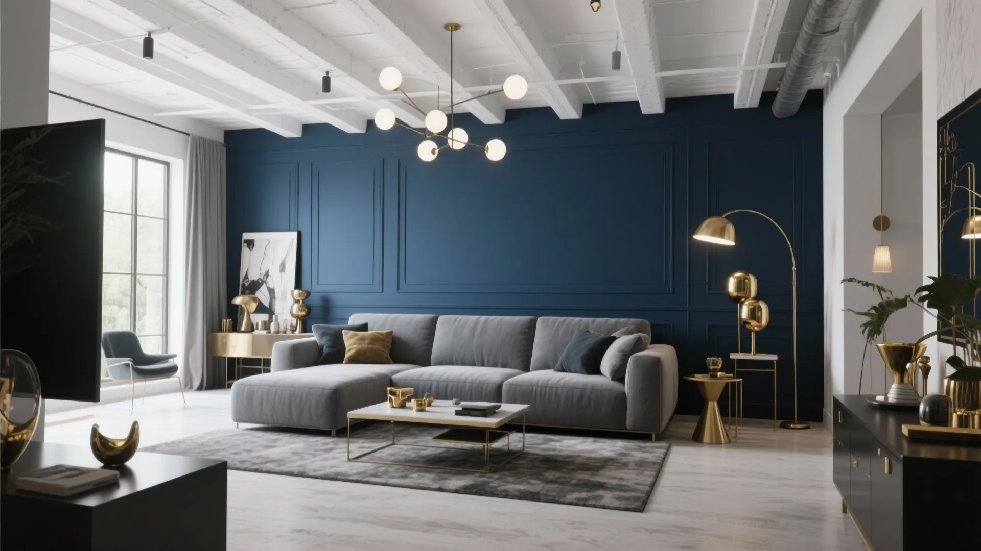 2. Bold Accent Wall in Deep Blue