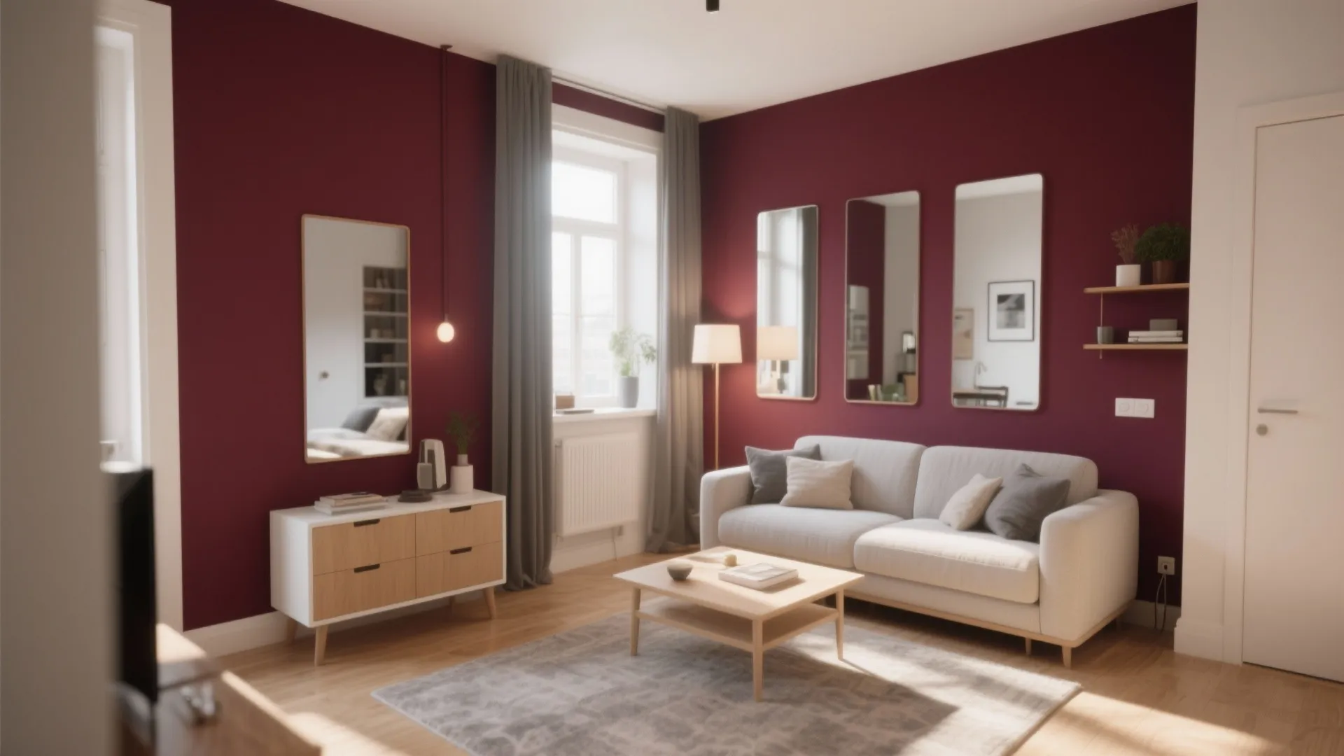 1. Deep Burgundy Accent Wall