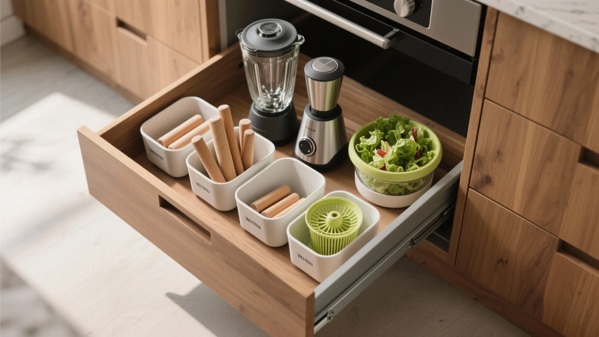 4. Deep drawer bins for bulky tools