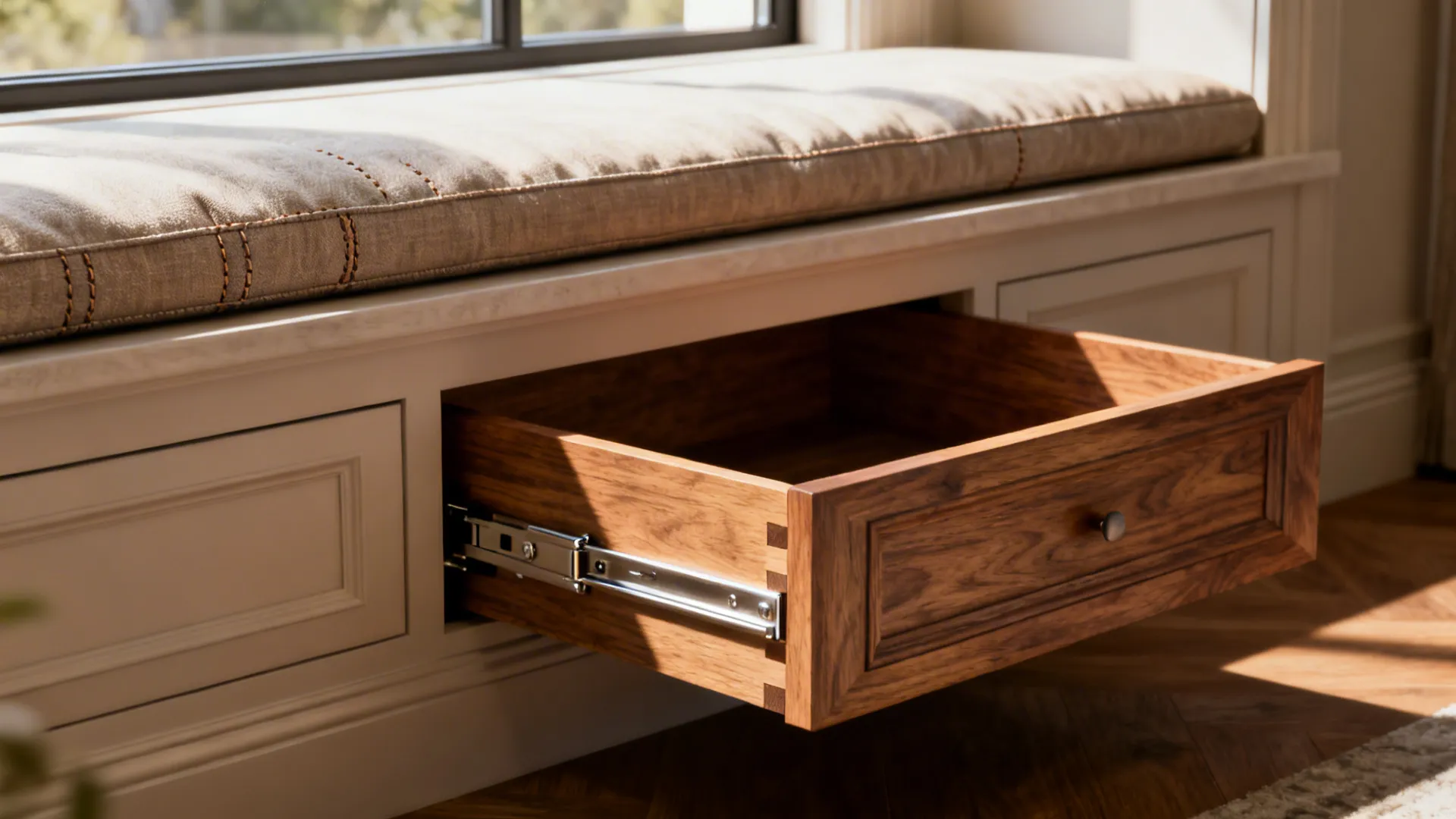 1. Built-in window bench with deep drawers