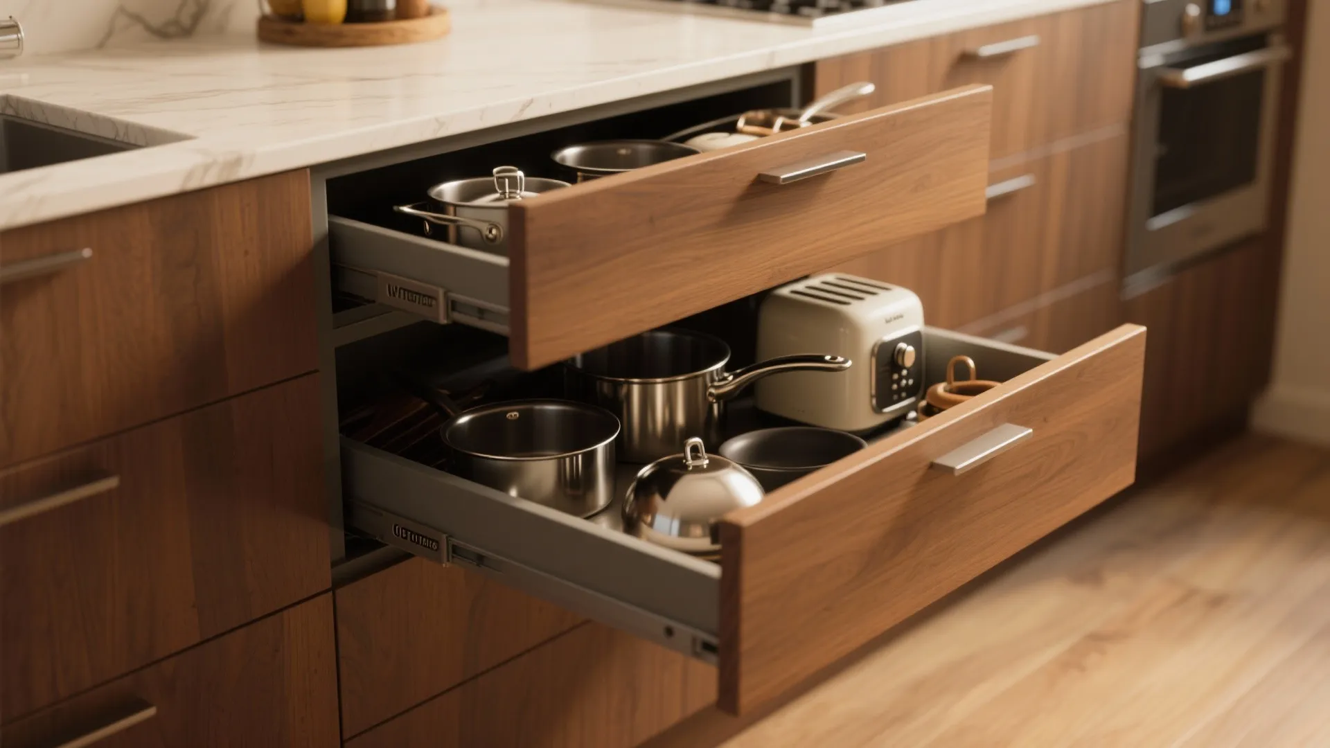 1. Deep Drawers Instead of Cabinets