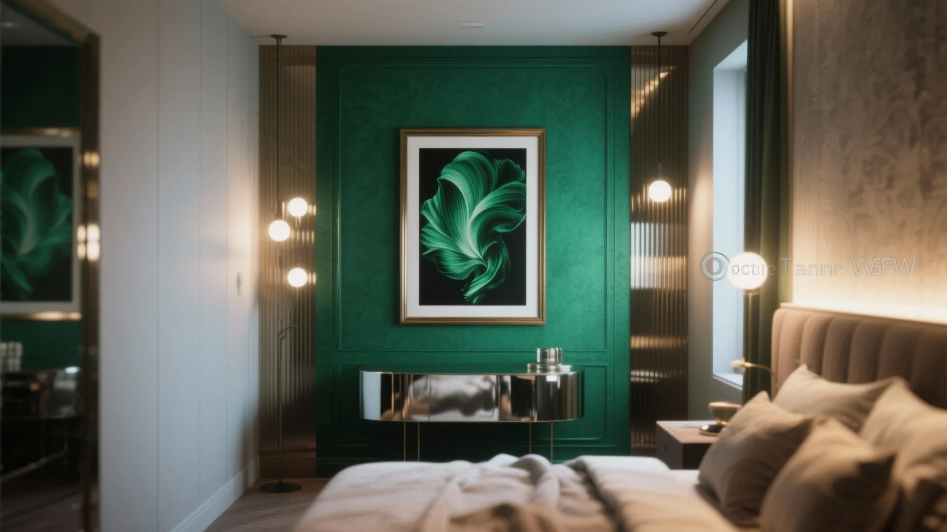 Deep Emerald Accent Wall for Drama