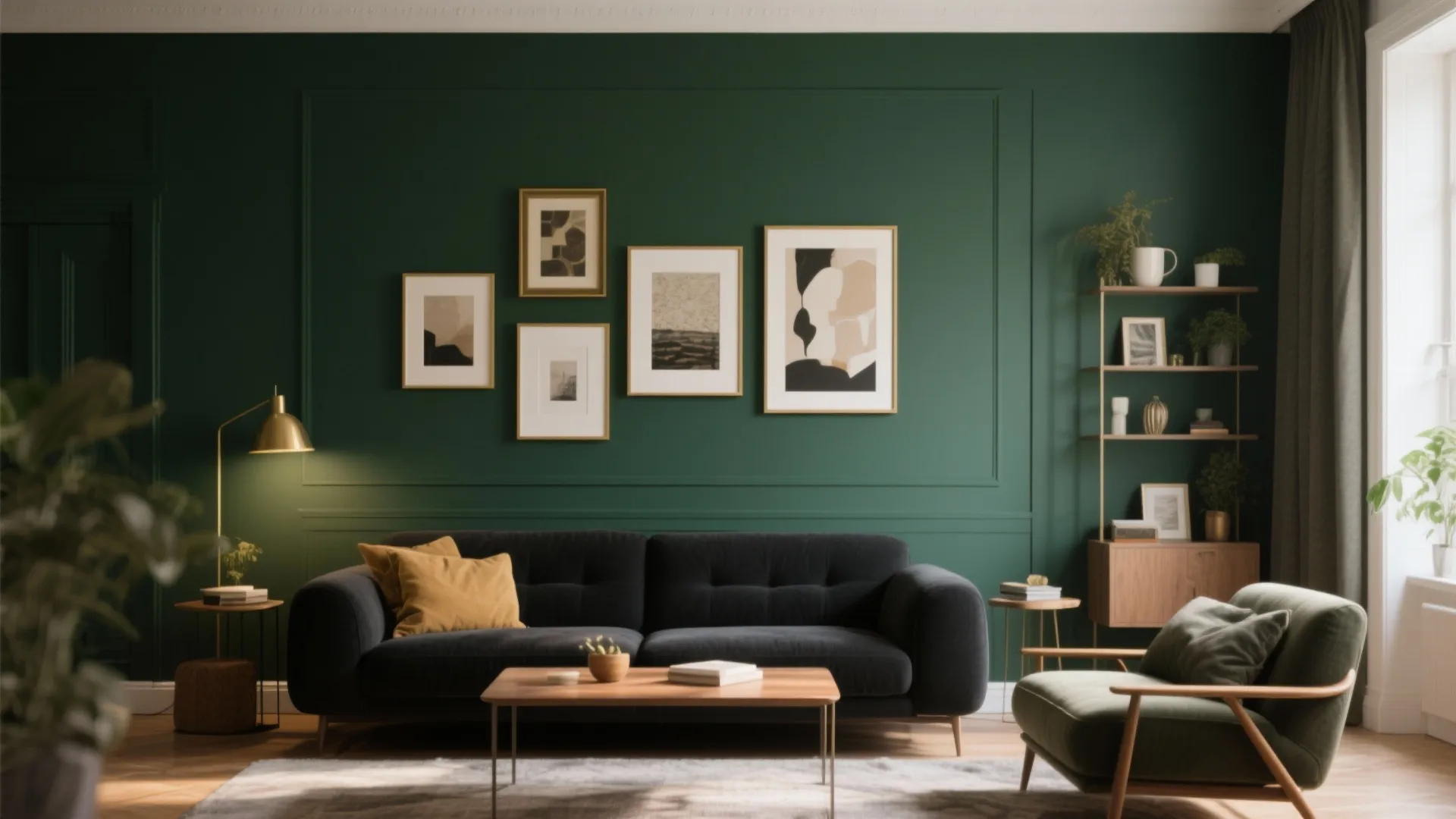 1. Deep Green Accent Wall