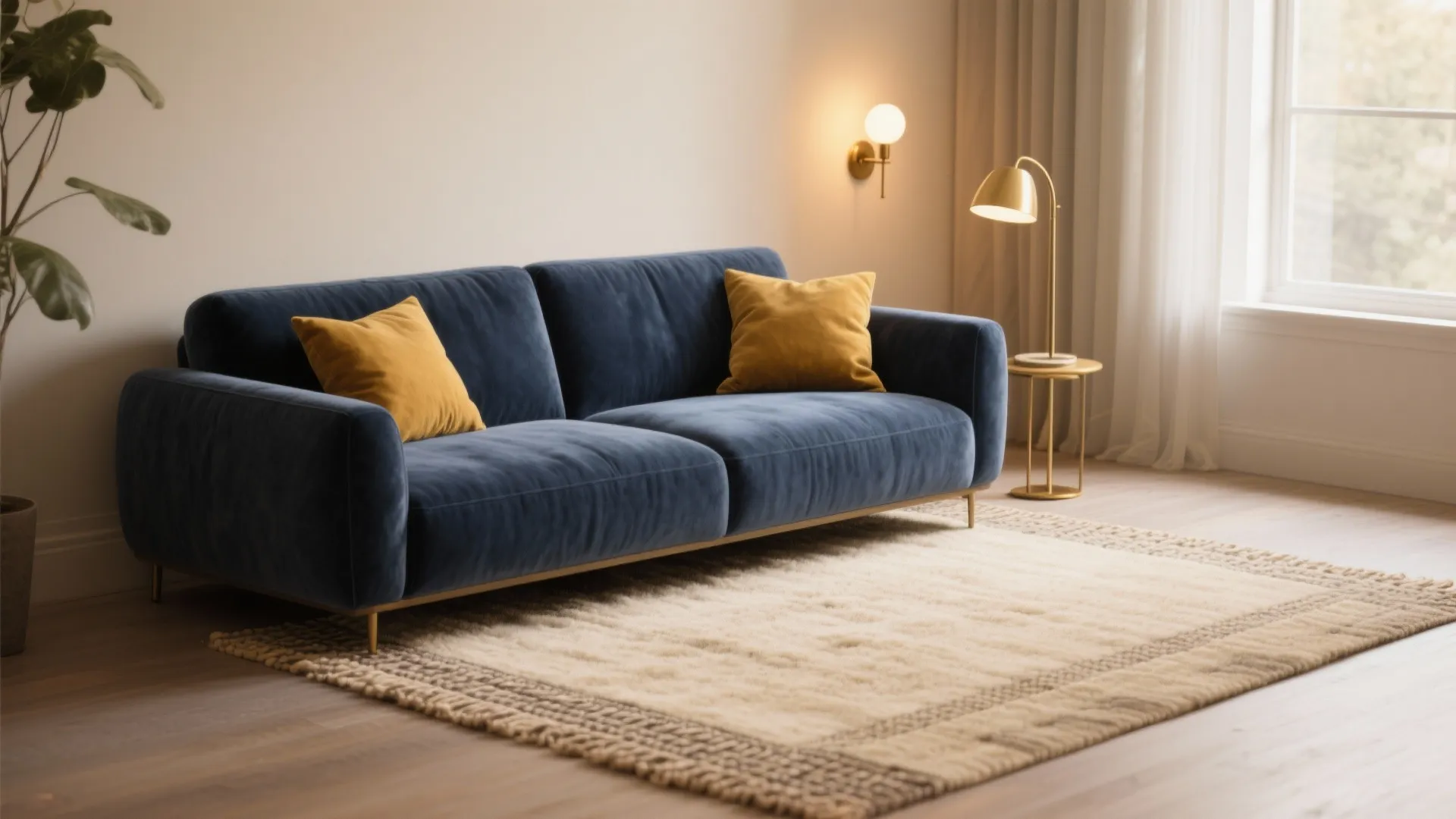 1. Anchor with a deep grey-blue sofa