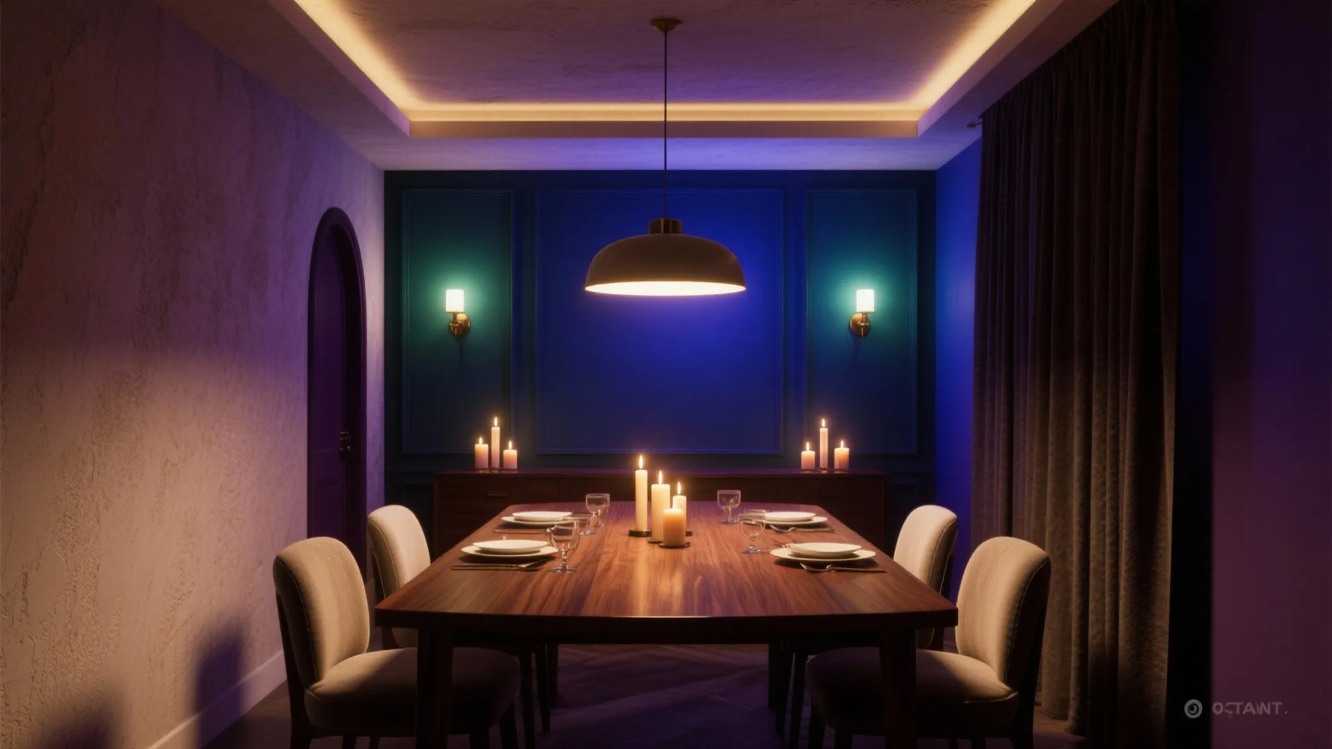 1. Deep Jewel Tones with Layered Lighting