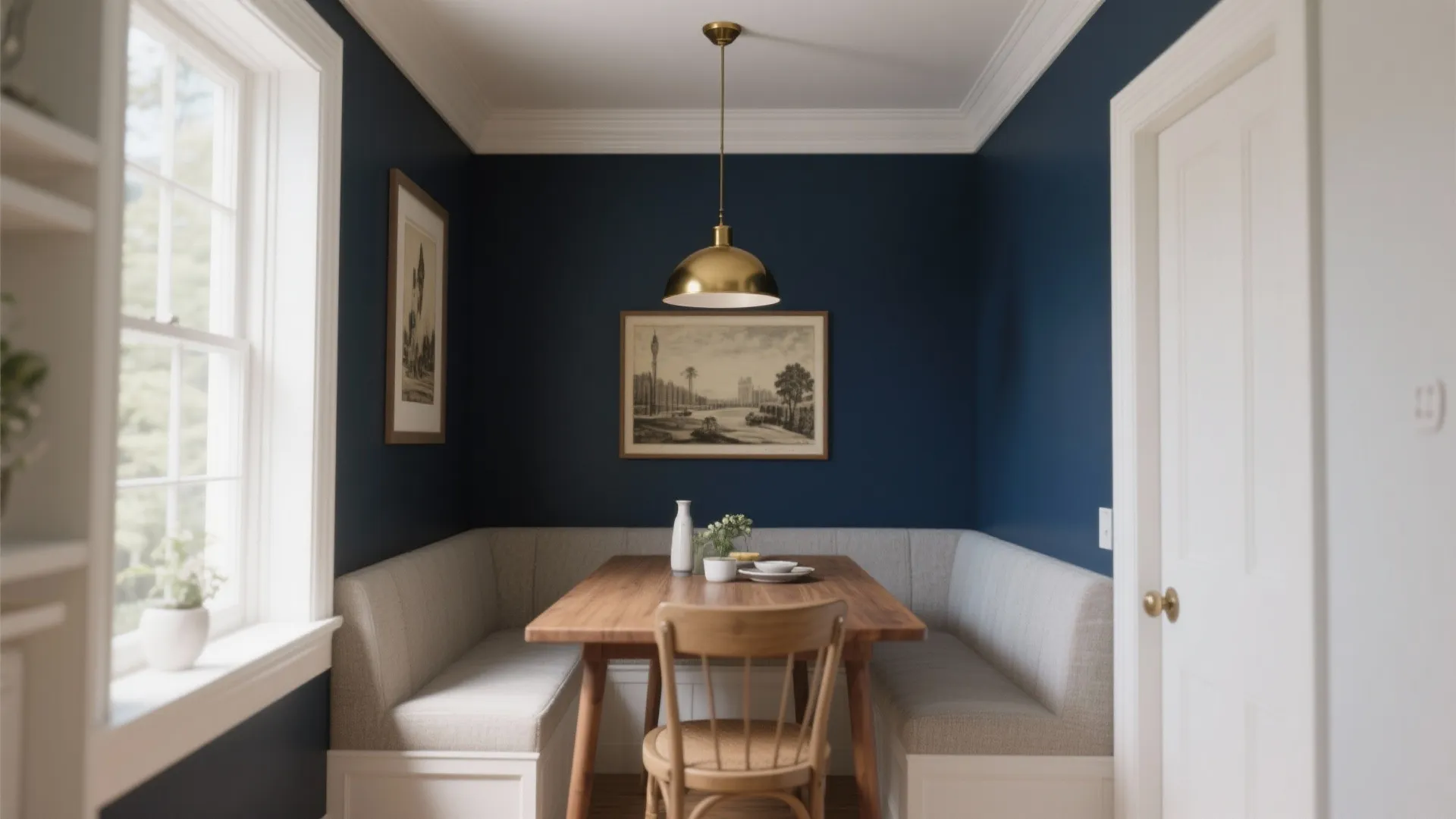 1. Deep Navy with Brass Fixtures