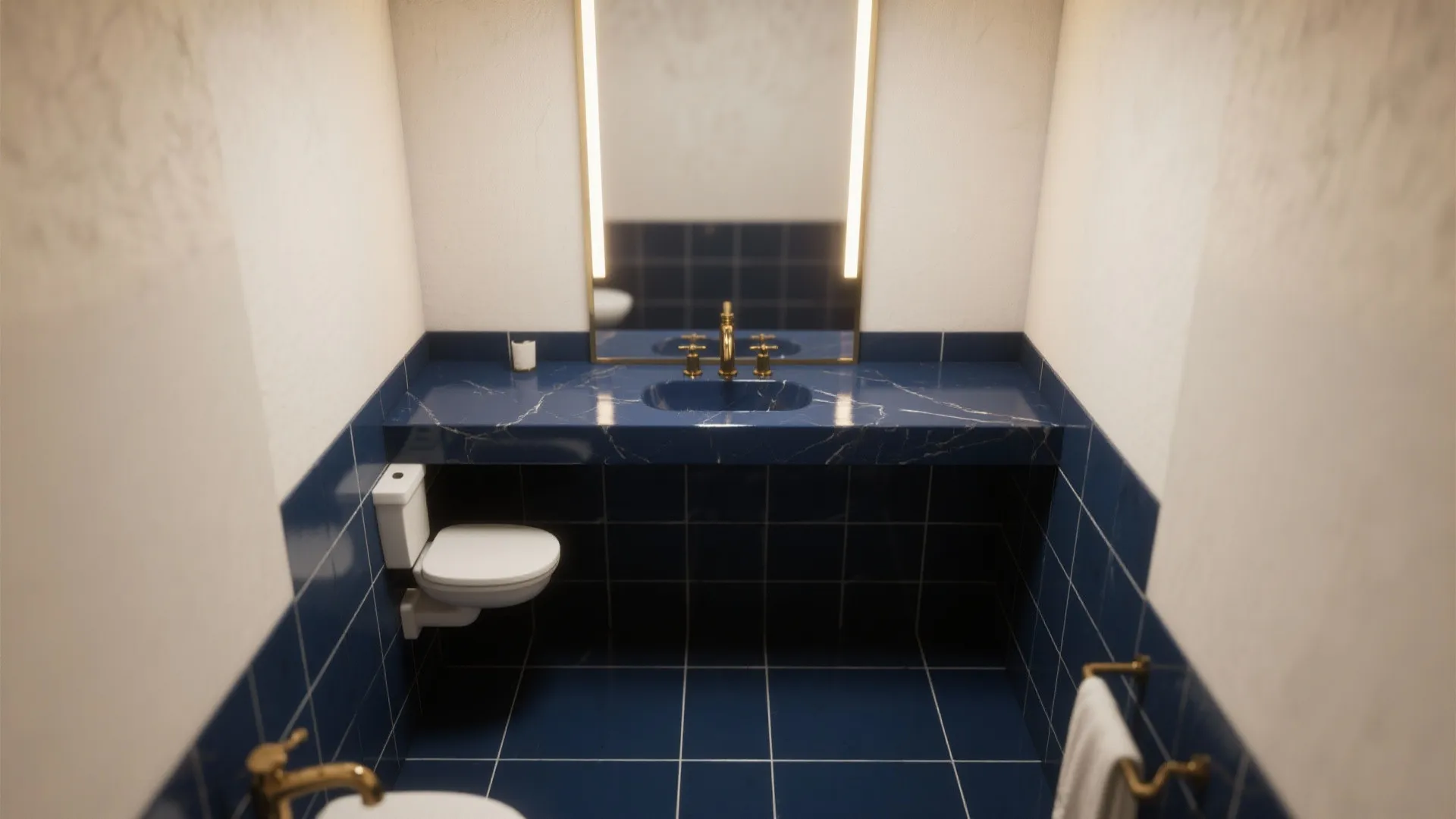 2. Deep Navy with Light Grout for Drama