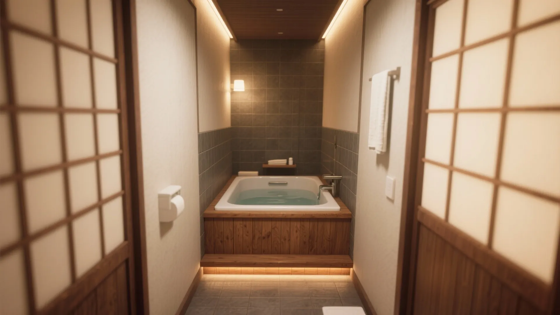 2. Deep, narrow ofuro (soaking tub)