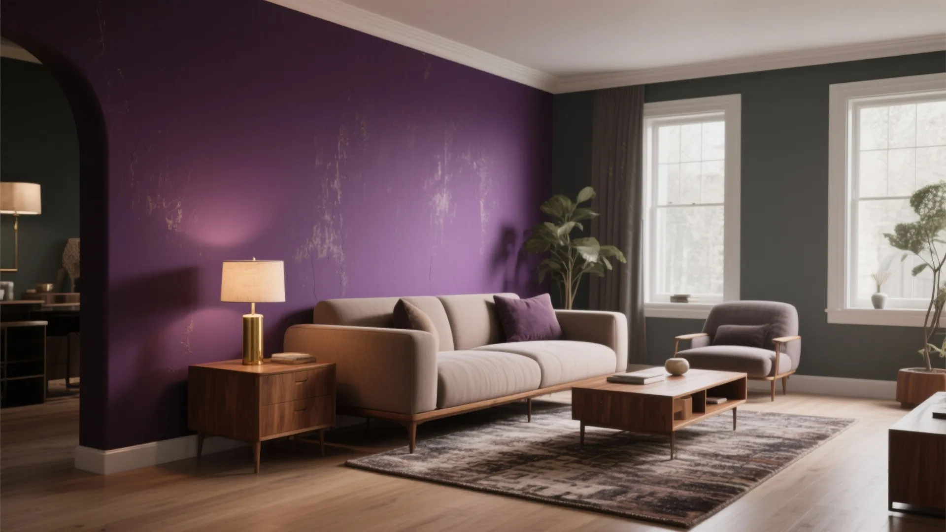 1. Deep Plum Accent Wall