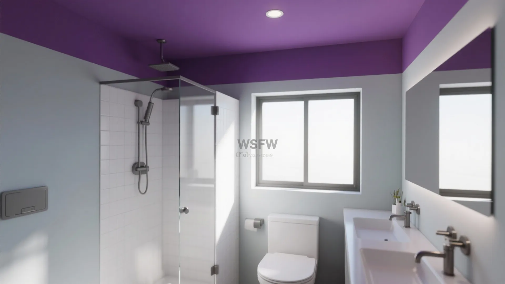 10. Deep Purple Ceiling with Light Grey Walls