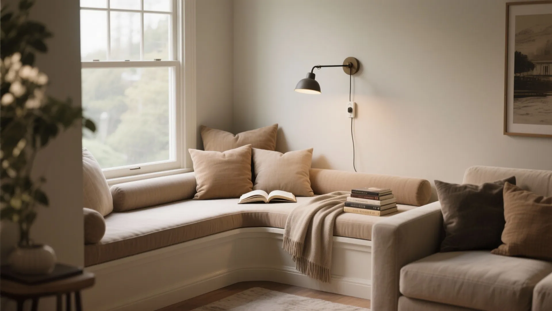 2) Deep Reading Nook with Tall Back Cushions