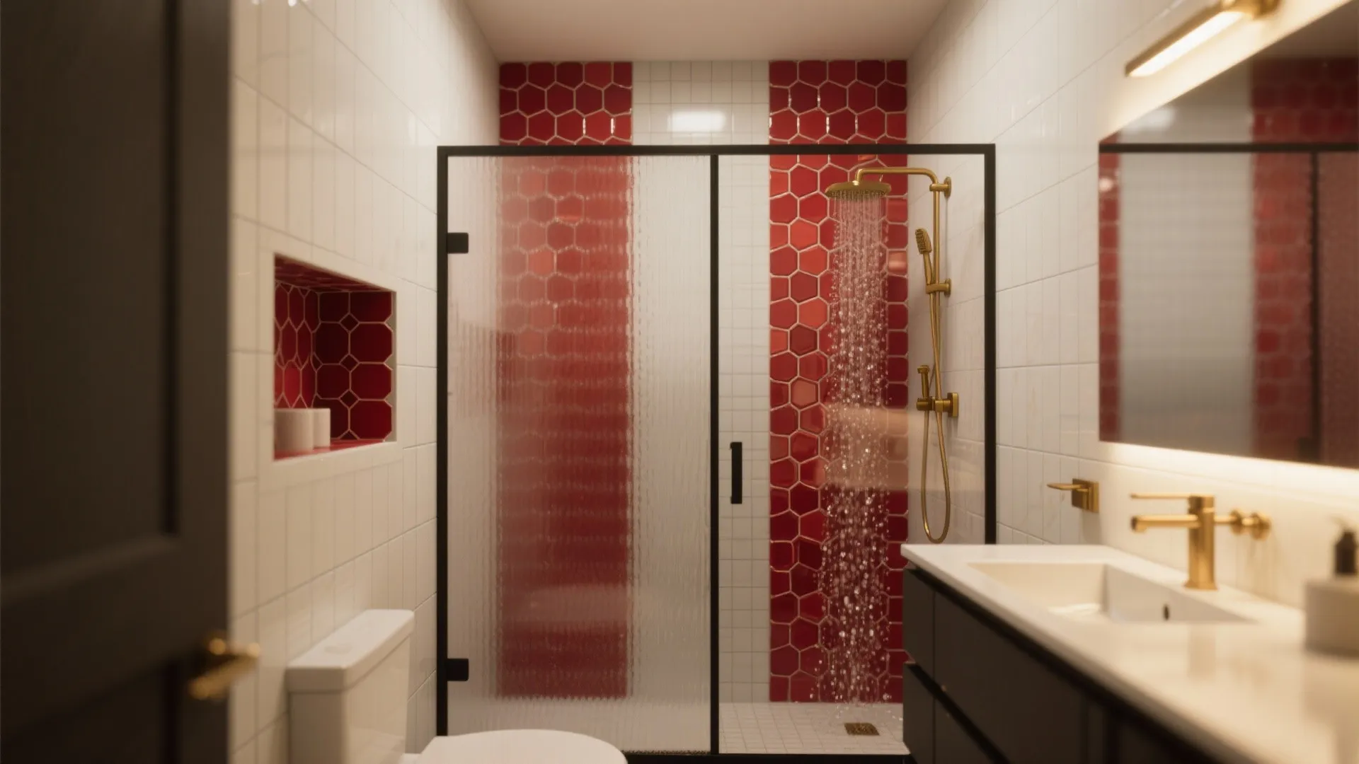 Deep Red Mosaic Accents