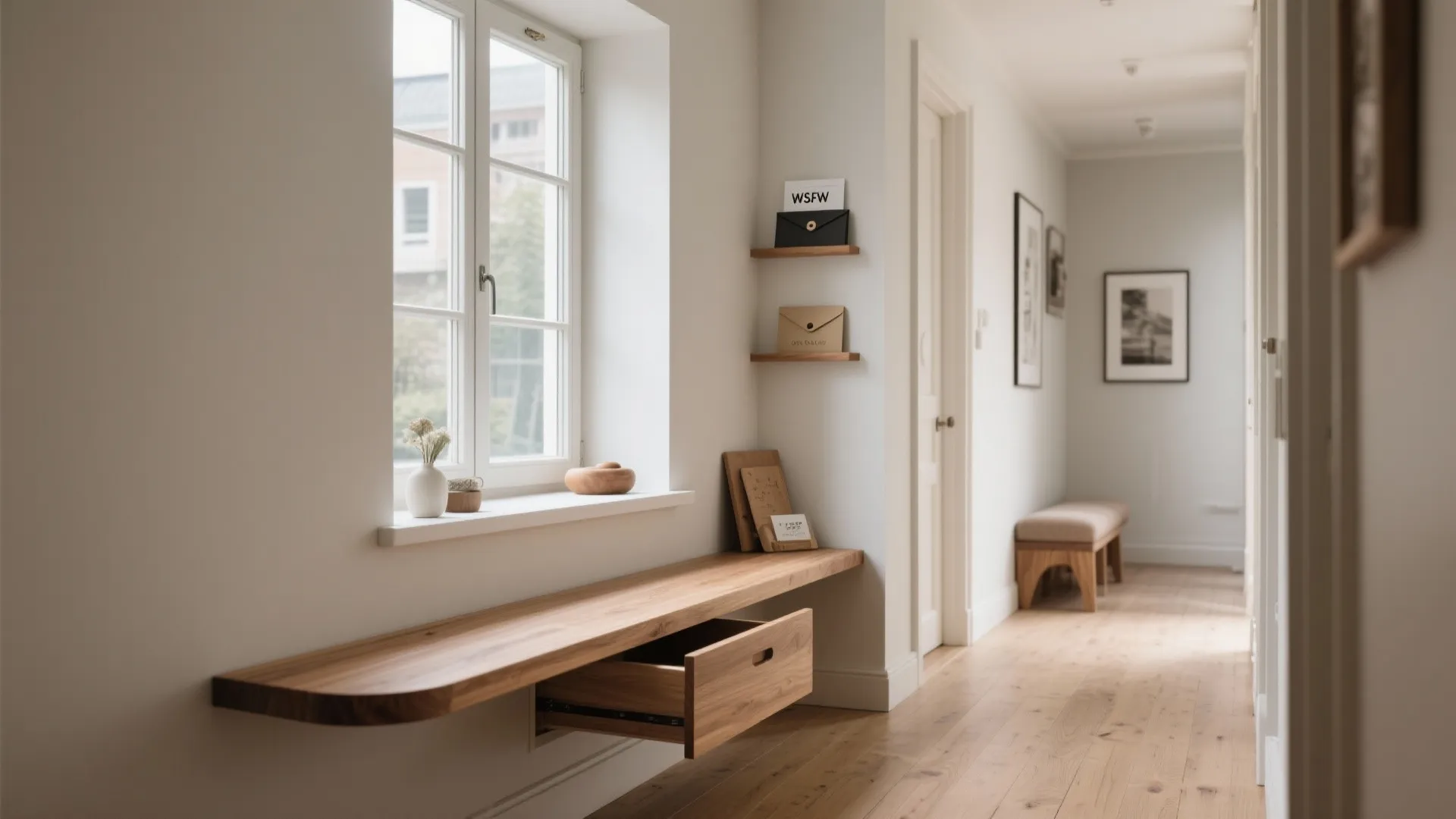 Deep sills as benches and shelves