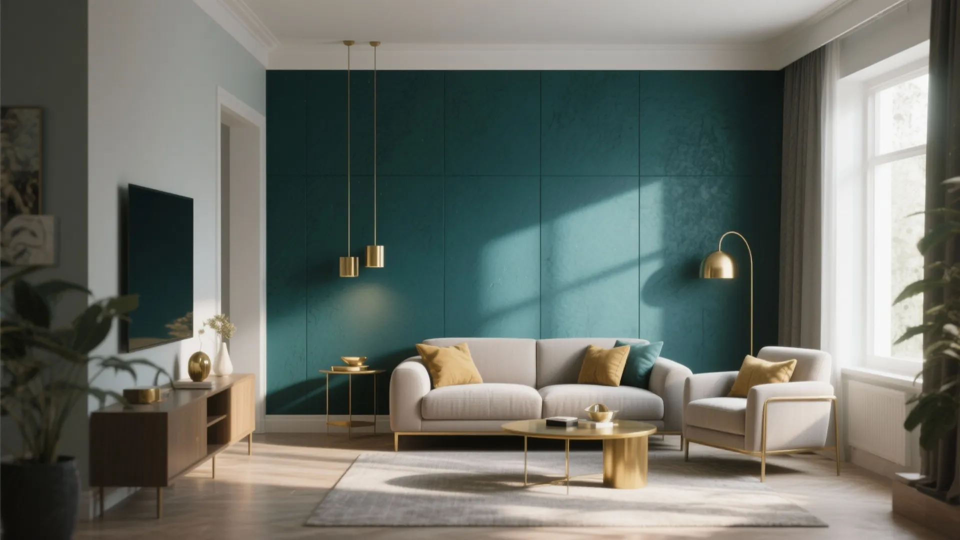 1. Deep Teal Accent Wall