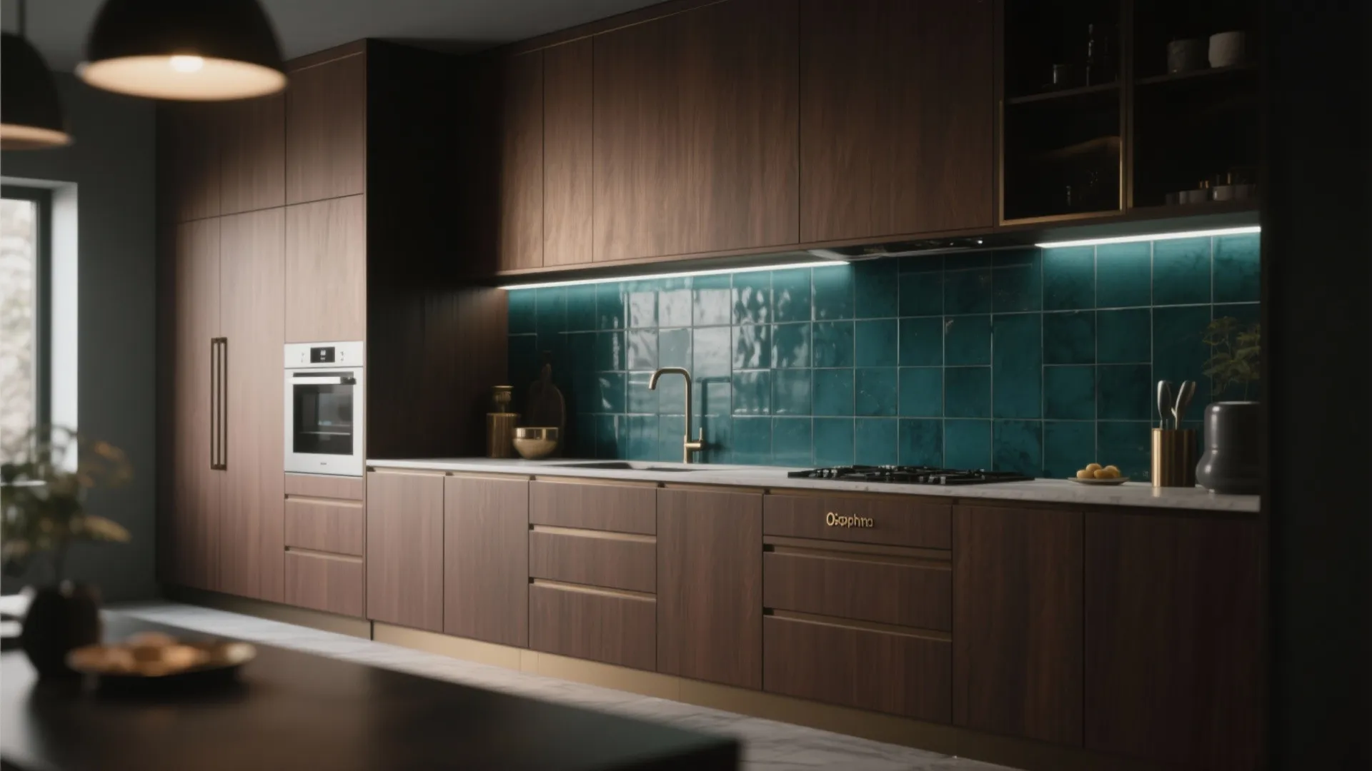 8. Deep Teal Backsplash