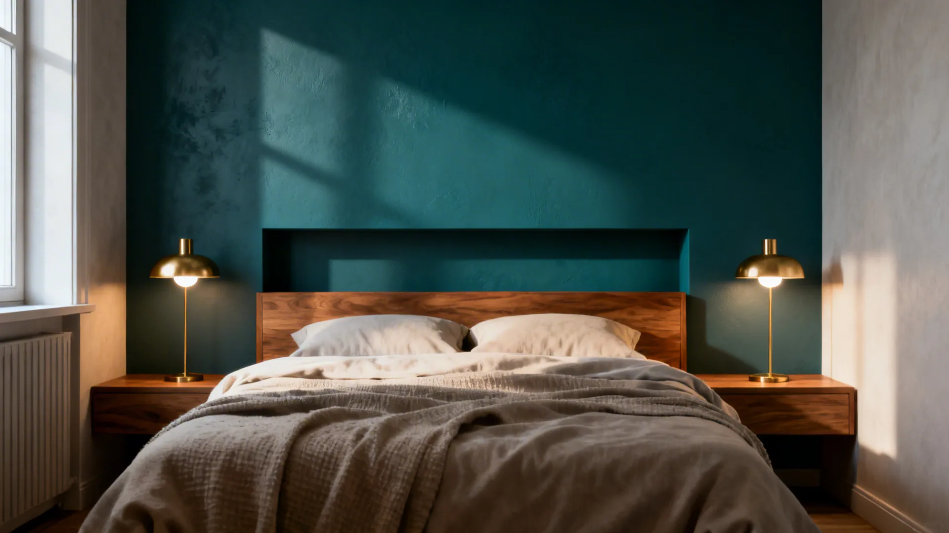 1. Deep Teal Behind the Bed