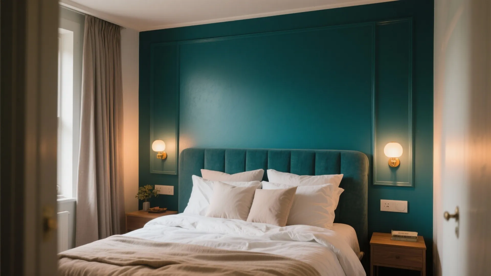 Deep Teal with Candlelight Effects