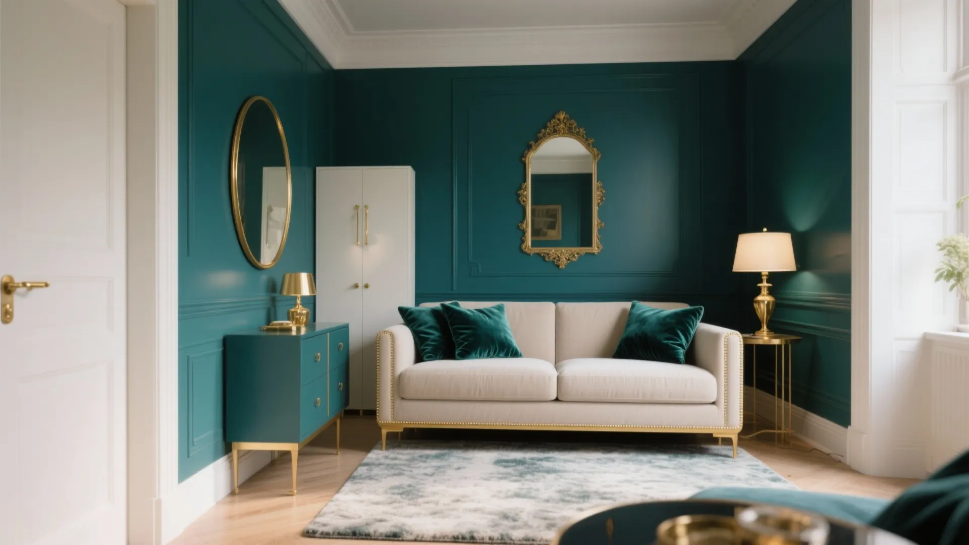 Deep Teal with Brass and Velvet Layers