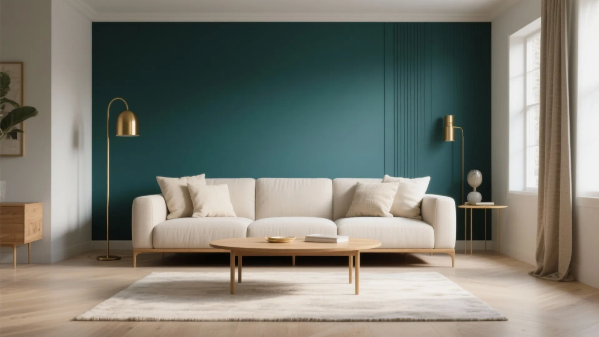 Deep Teal Feature Wall for Living Rooms