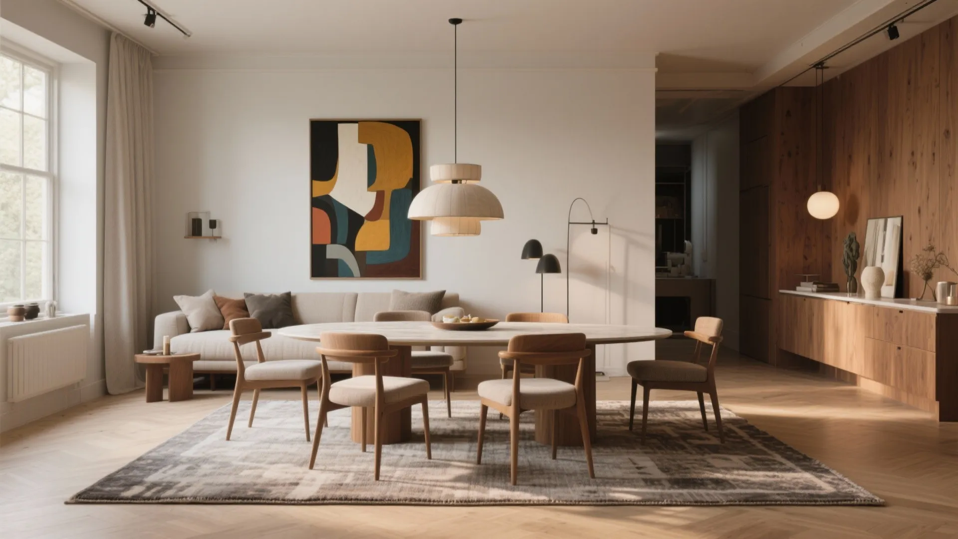 5. Define the Zone with Rugs, Lighting and Art