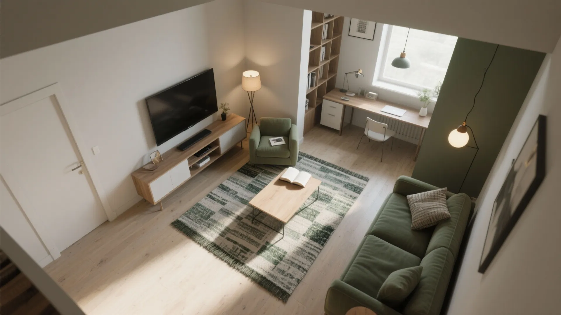 3. Define zones with rugs and light