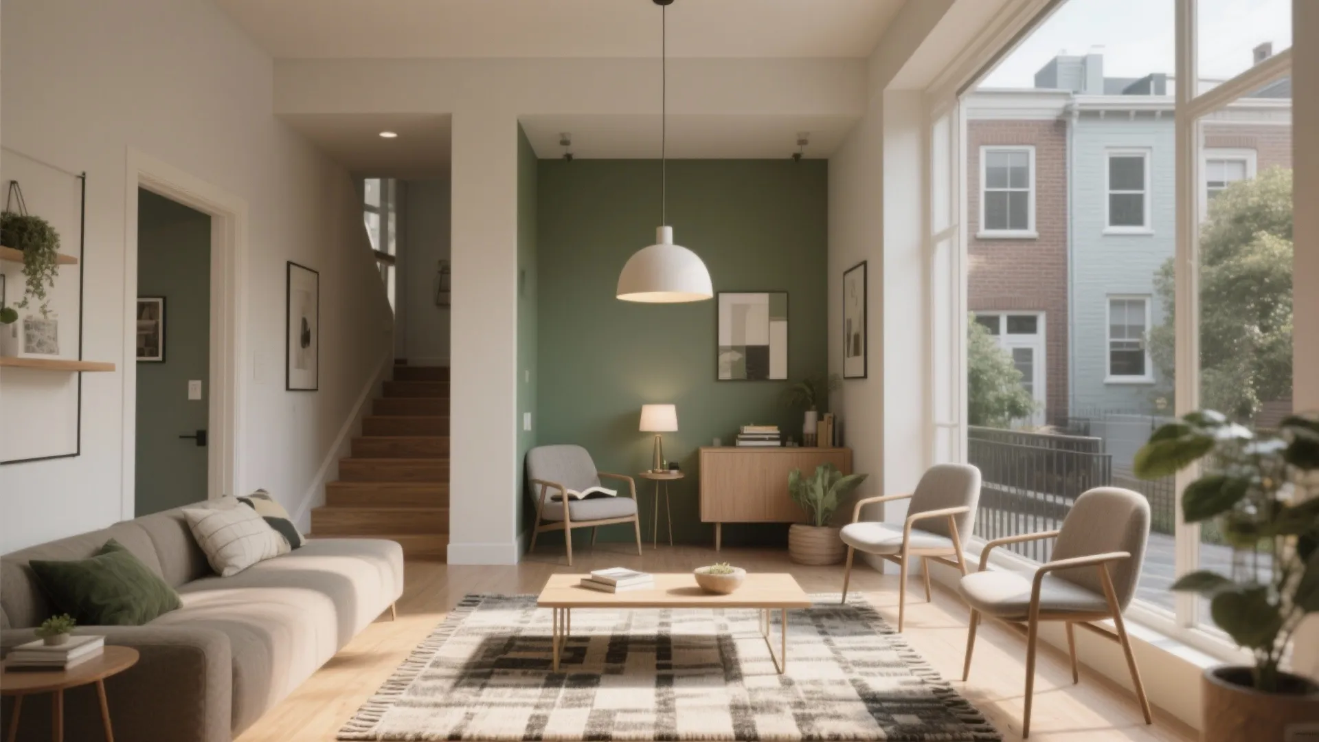 4. Define zones with rugs, lighting, and scale