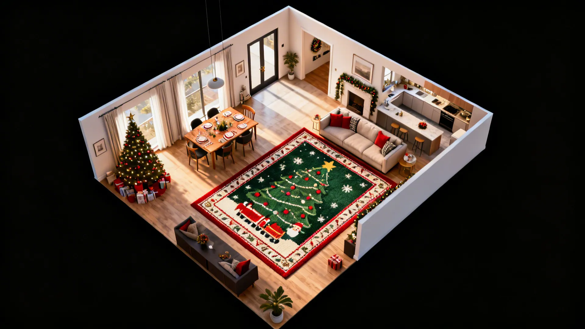 5. Define zones with rugs in multifunctional rooms