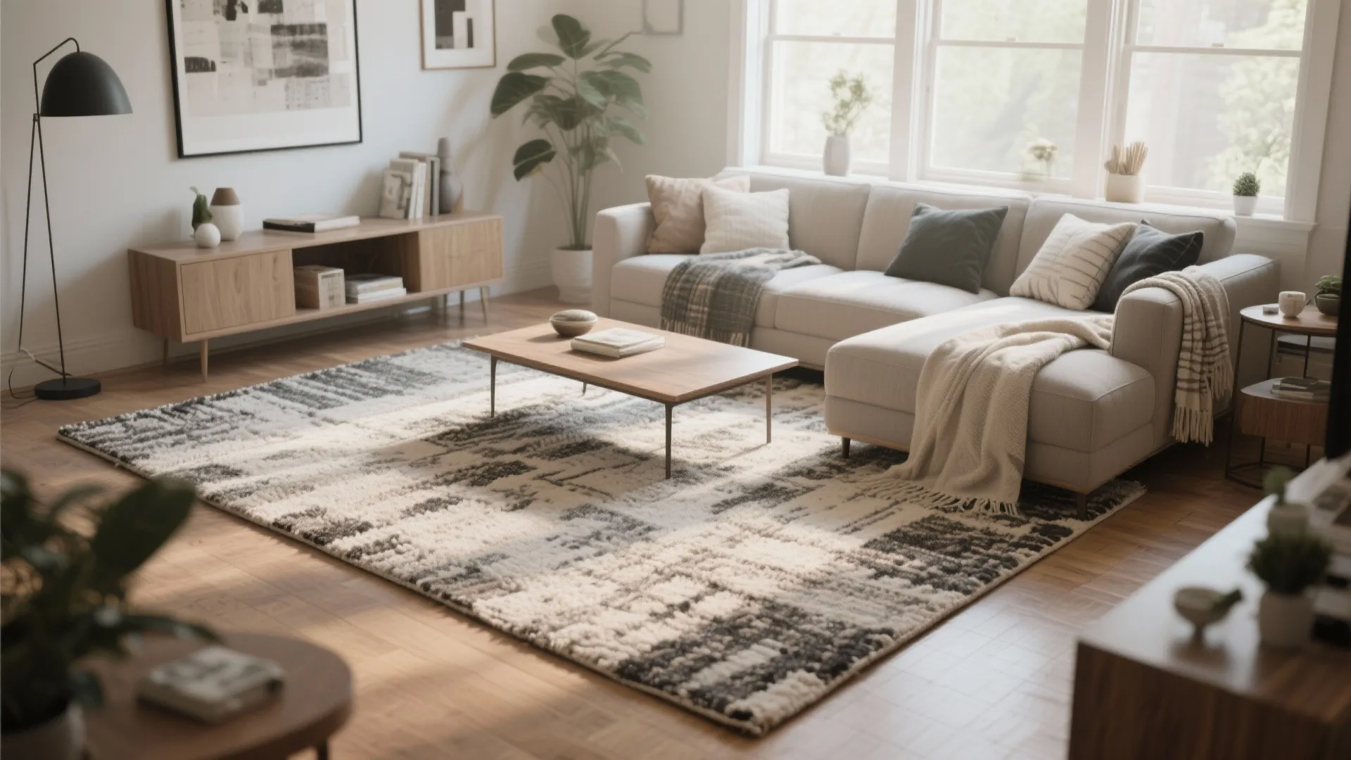 Defined zones with rugs
