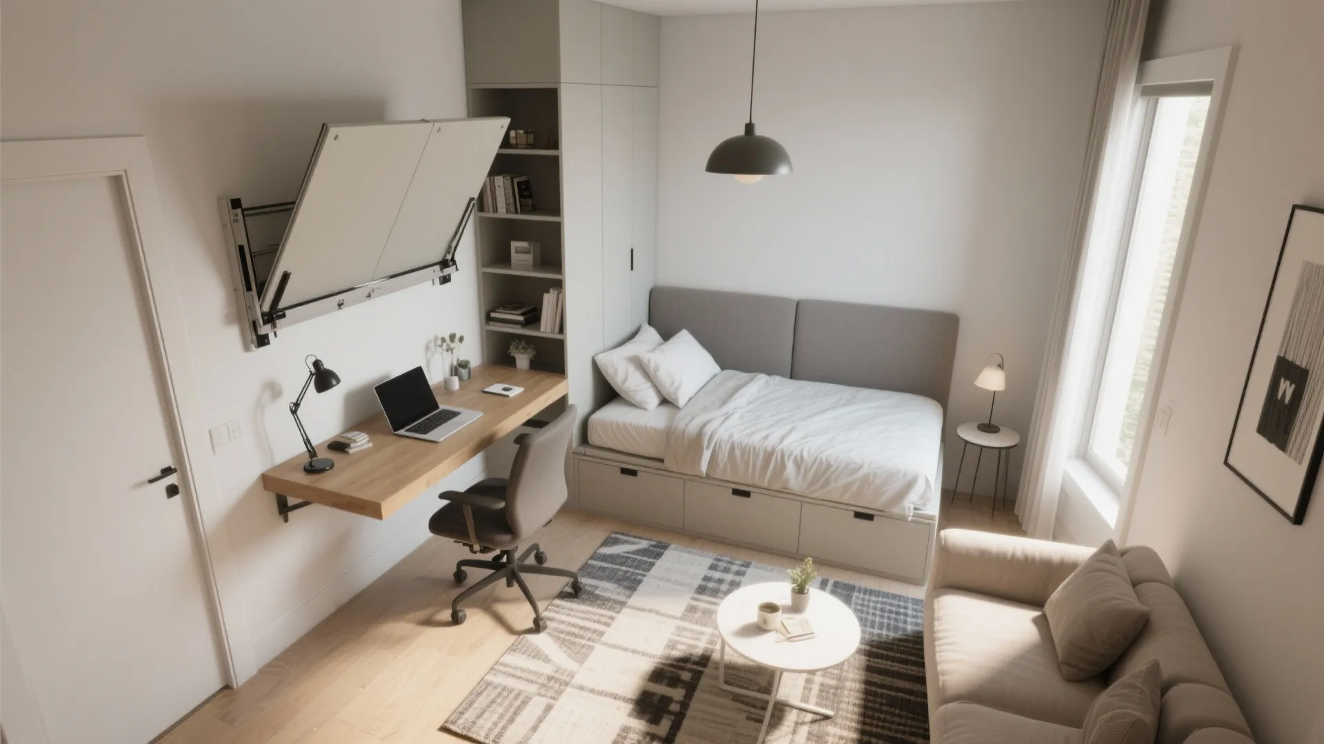 1. Make the den a convertible workspace