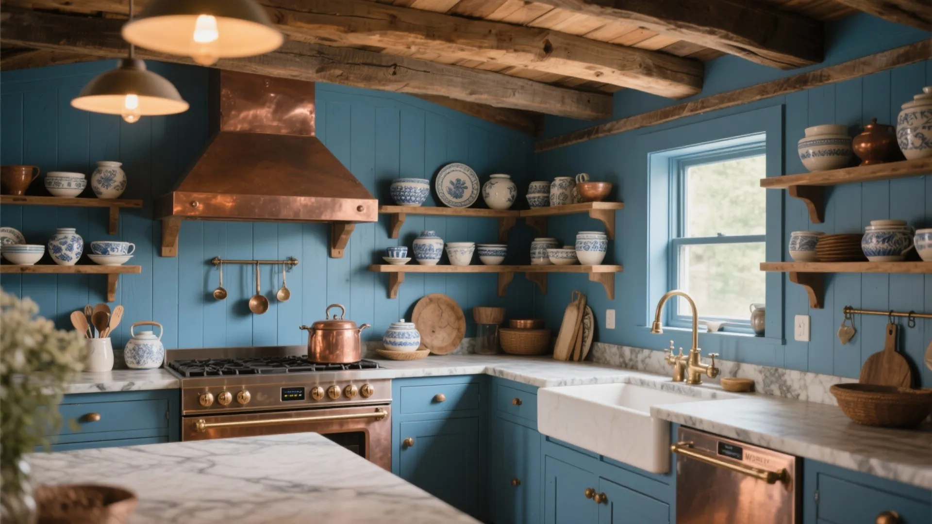 Denim Blue Rustic Kitchen
