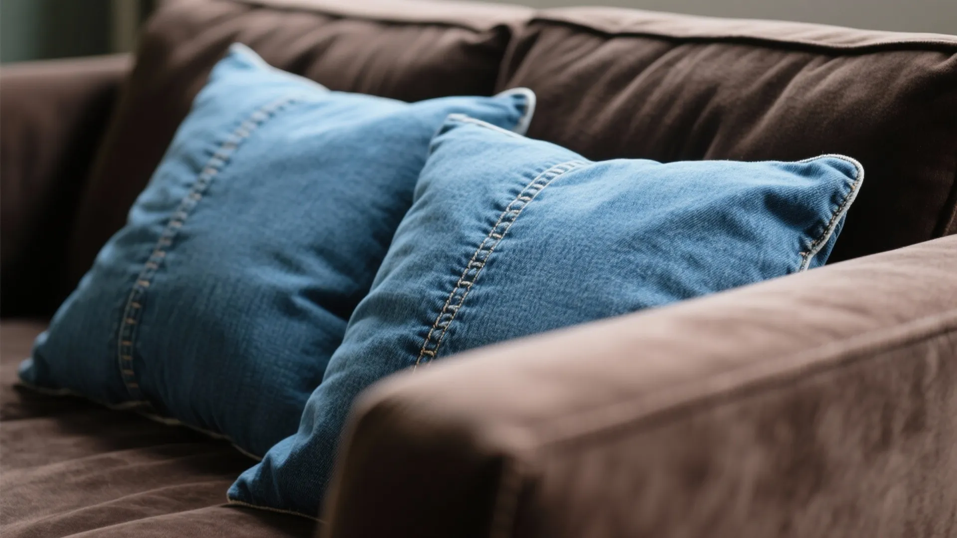 8. Denim-Textured Throw Pillows