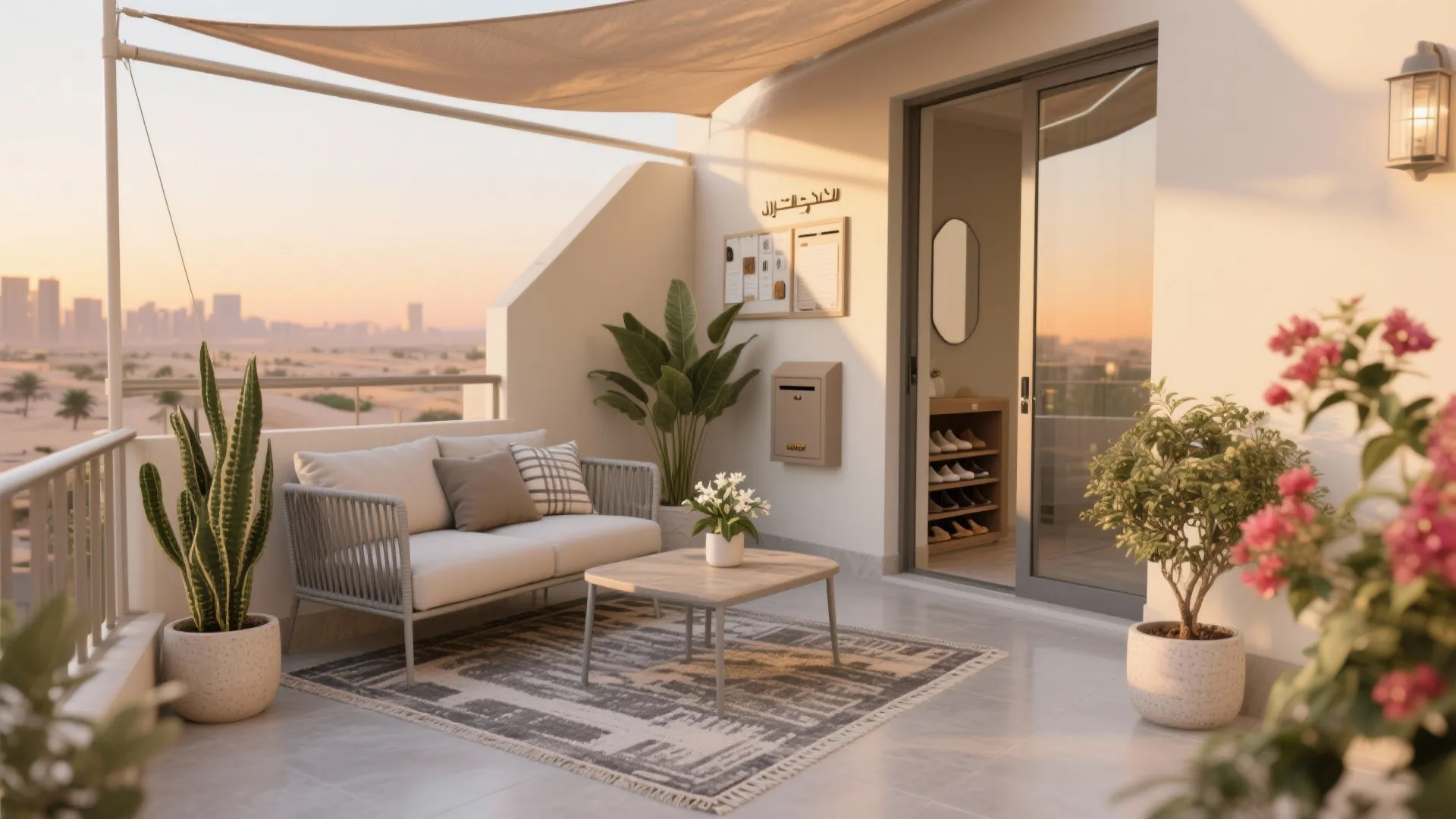 Entryway Command Wall and a Desert‑Friendly Balcony