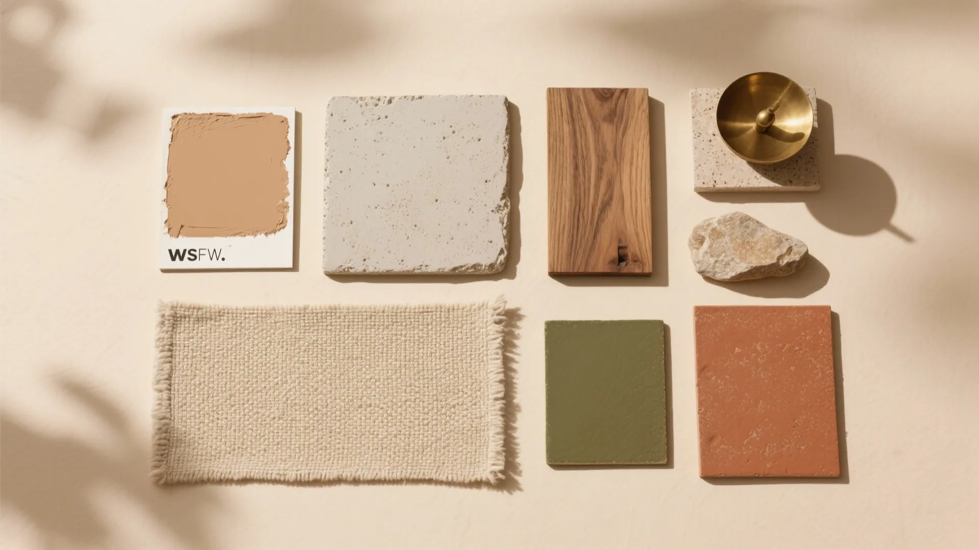 Calming desert minimalism, layered with texture