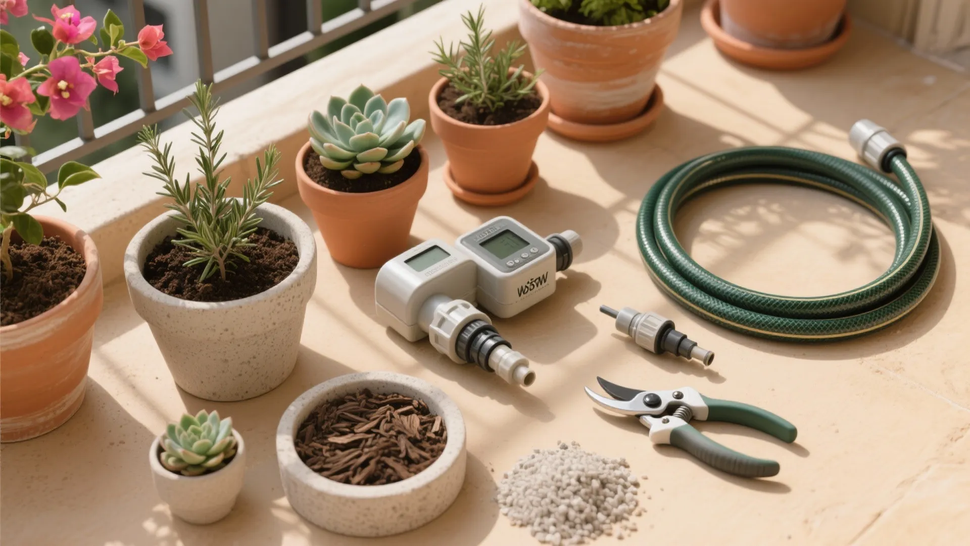 4) Desert-savvy planting: drought-tolerant greens and easy irrigation