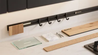 Modern Kitchen Wall Organizer with Integrated Lighting