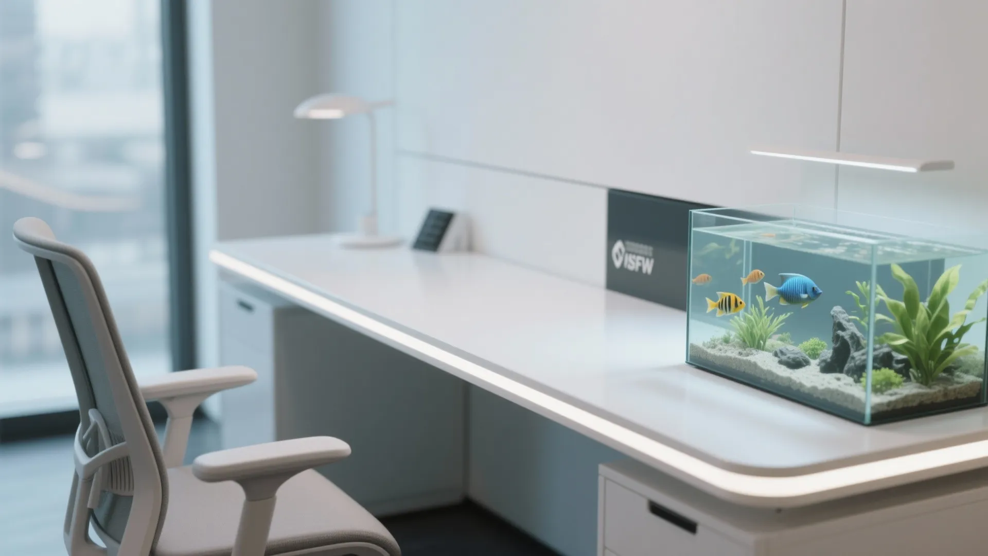 1. Built-in Desk Aquarium