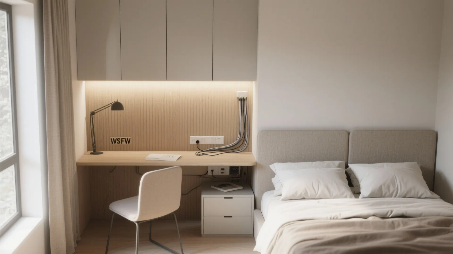 4. Desk Behind the Headboard