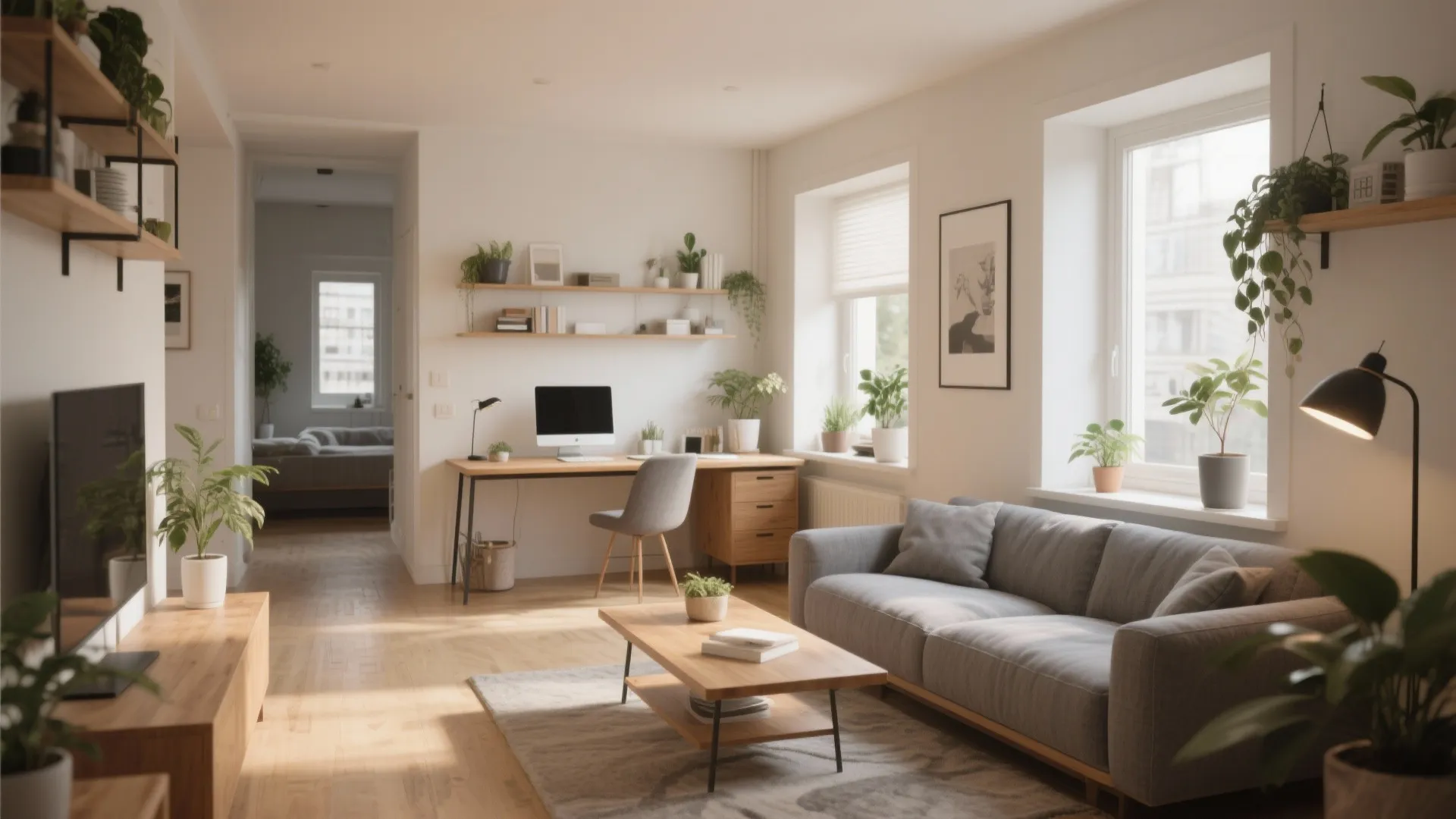 Desk Behind the Sofa