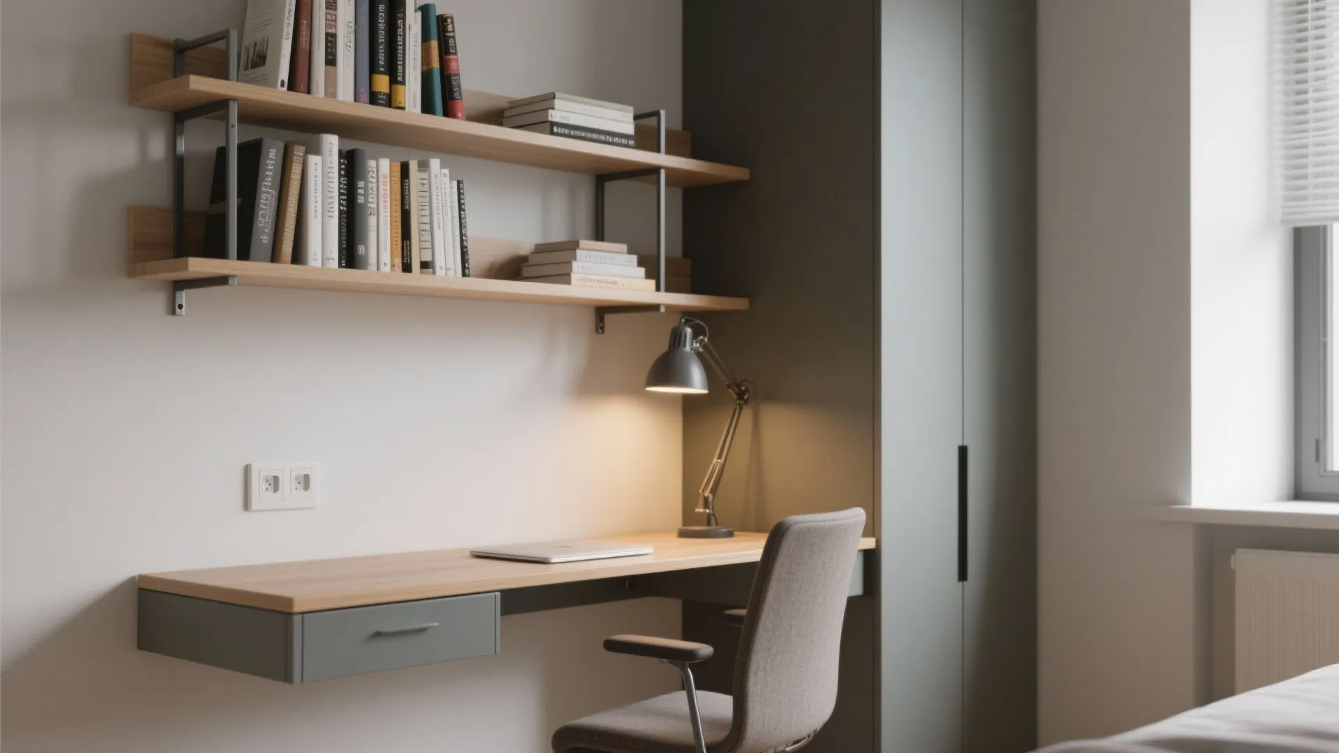 5. Multi-functional bookcase with integrated desk