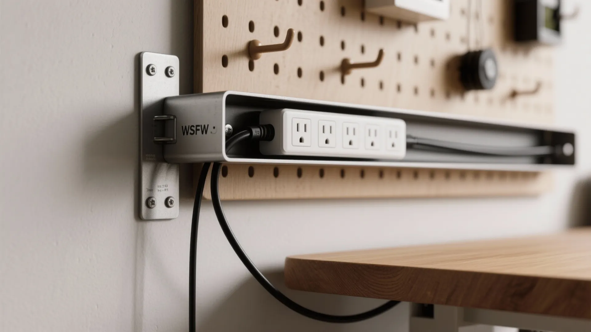 1) Minimalist Wall-Mounted Desk + Vertical Storage