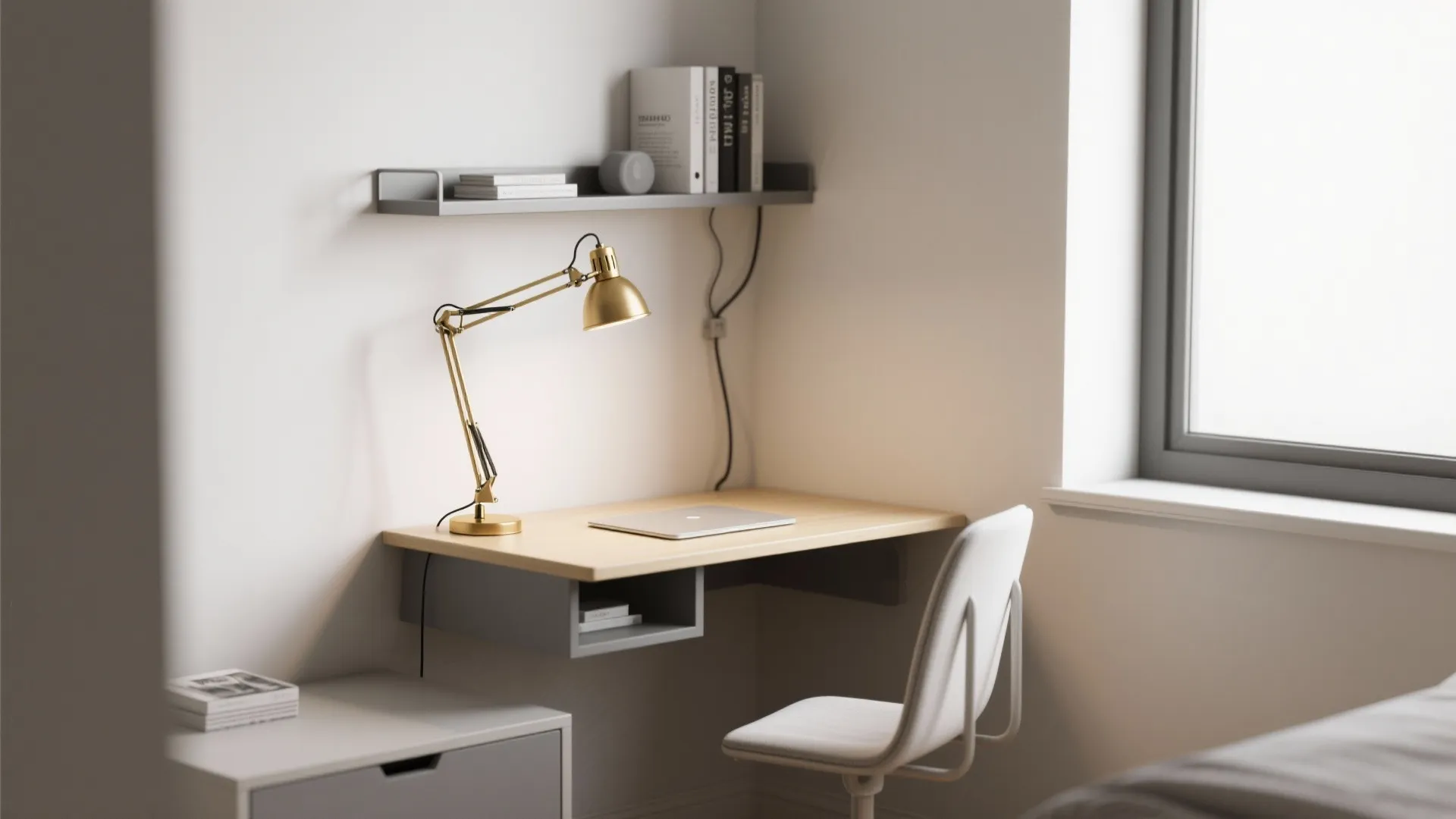 2. Above a small desk to save surface space