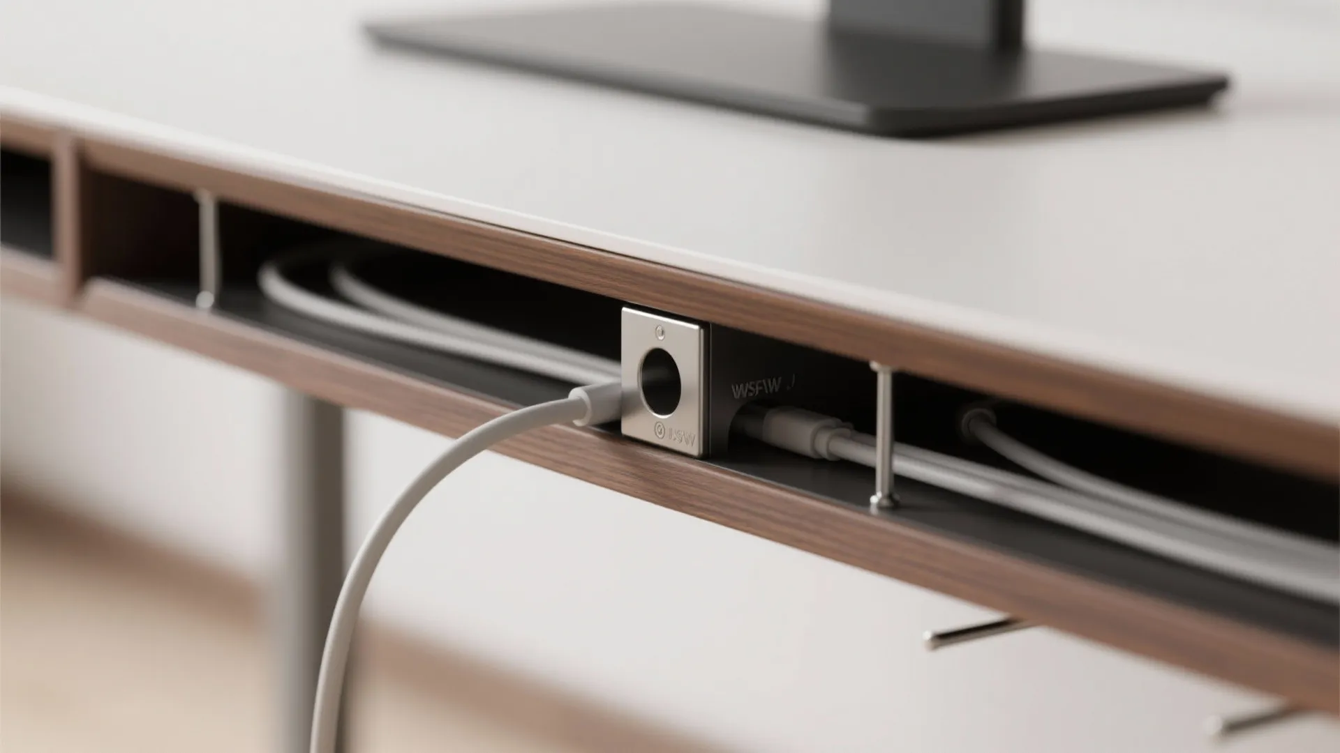 Minimalist wall-mounted storage for a calm desk