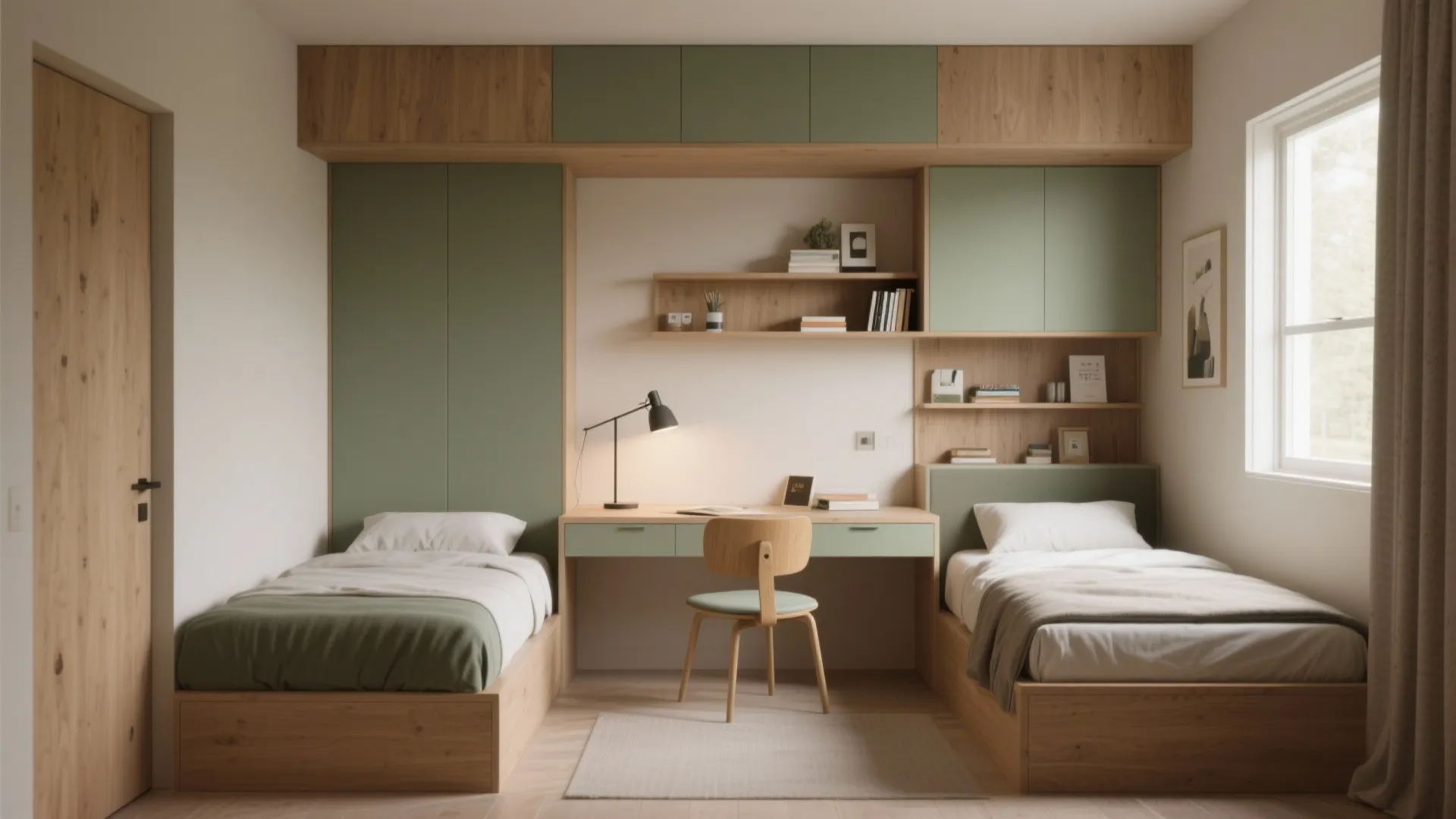 3. Desk-in-the-corner L — study and sleep in one