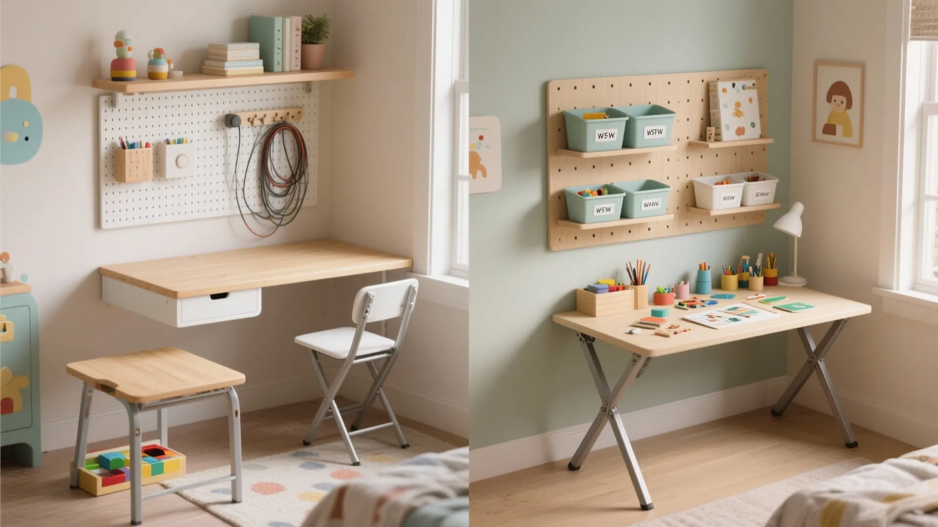 Wall-Mounted Desk + Foldaway Play Table