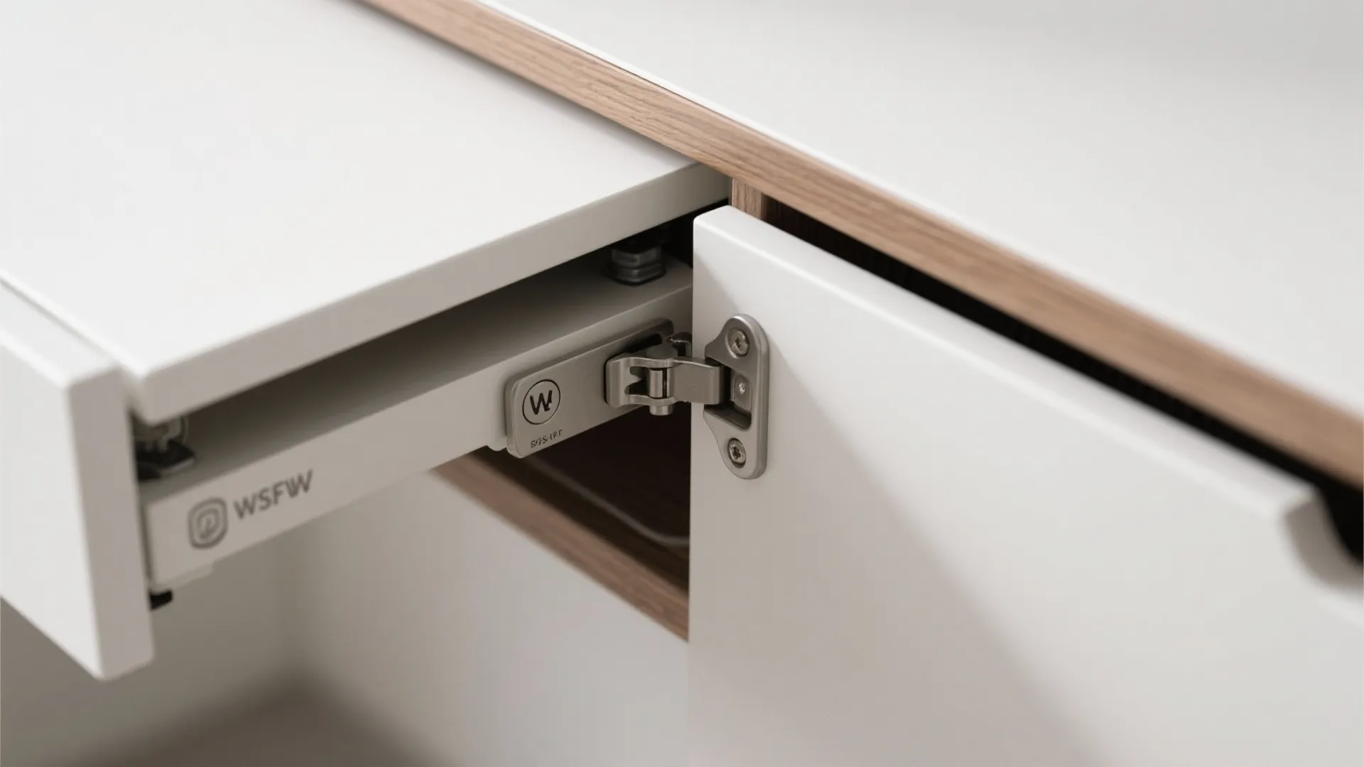 Minimal wall-mounted desk with hidden storage