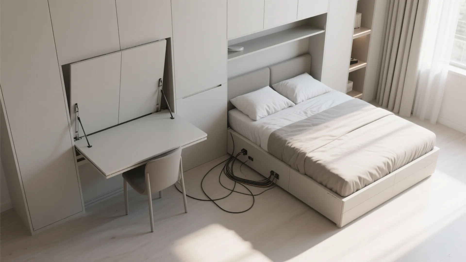 3. Murphy Bed with Fold-Down Desk